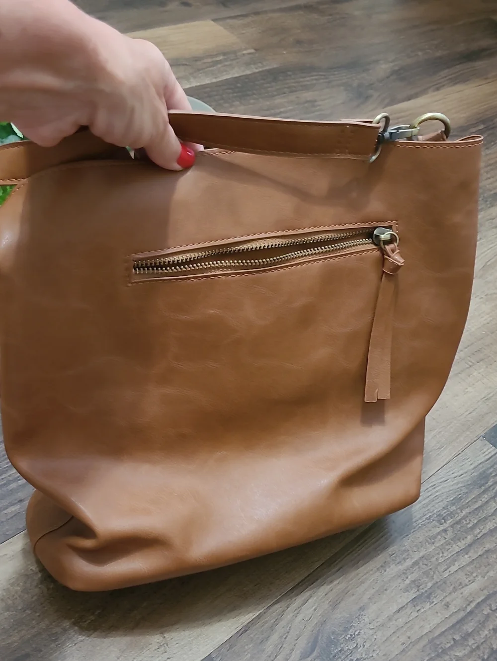 Brown Faux Leather Bucket Style Hand Bag